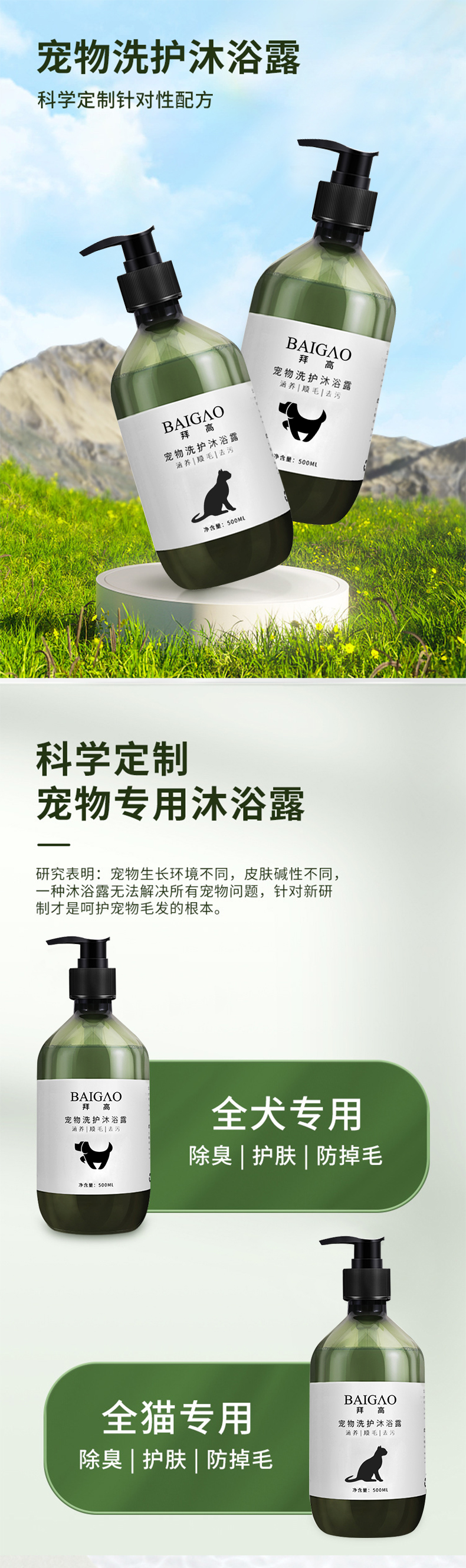 貓狗寵物專用洗護沐浴露OEM定制