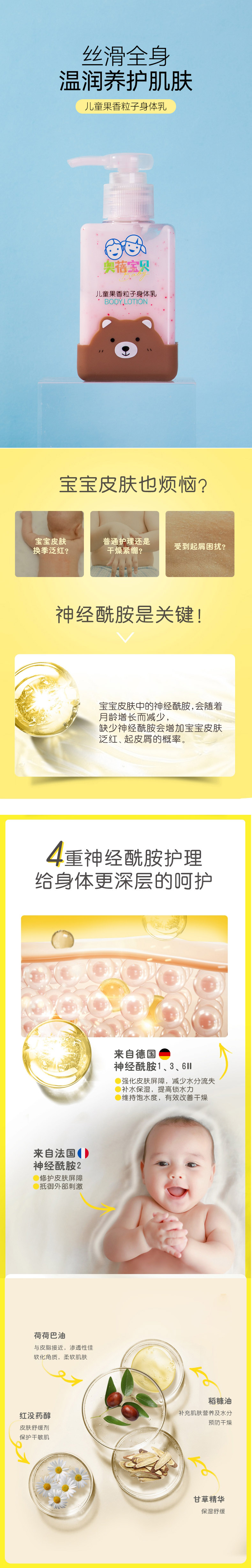 兒童果香粒子身體乳OEM定制代加工